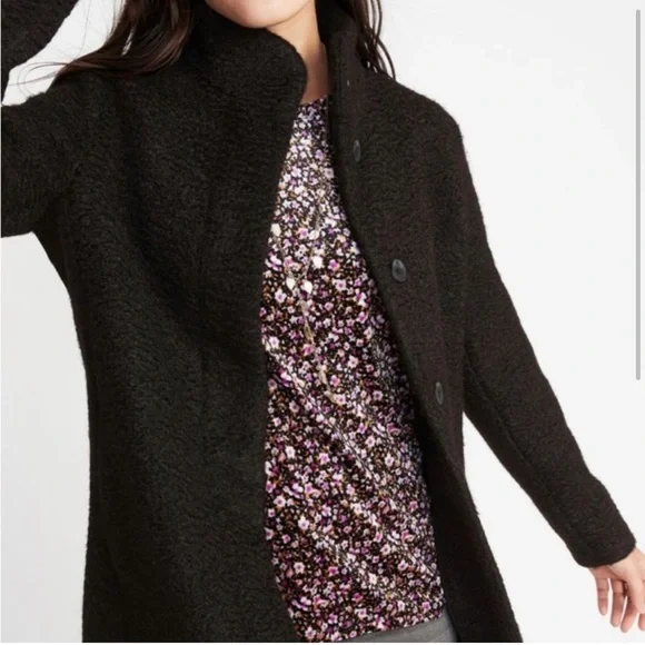 Old Navy Black Bouclé Midi Coat - Small - Picture 2 of 11